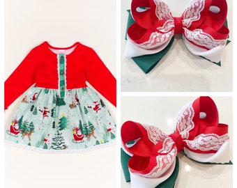 Made to match RicRac & Ruffles Northern Chill hair bow, Northern Chill hairbow, M2M Ricrac hair bow, Christmas hair bow, Holiday hair bow