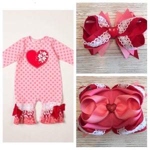 Made to match RicRac & Ruffles Ruby hair bow, Ruby hairbow, Ricrac hair bow, Valentine hair bow