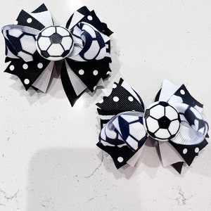 Soccer pig tail hair bow, Soccer pigtail hair bow, Soccer hair bow, Soccer hairbow, Soccer hair clip, Sports hair bow, Soccer bow