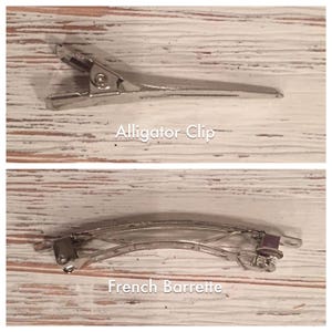 May include: Two hair clips, one is a silver alligator clip and the other is a silver French barrette.