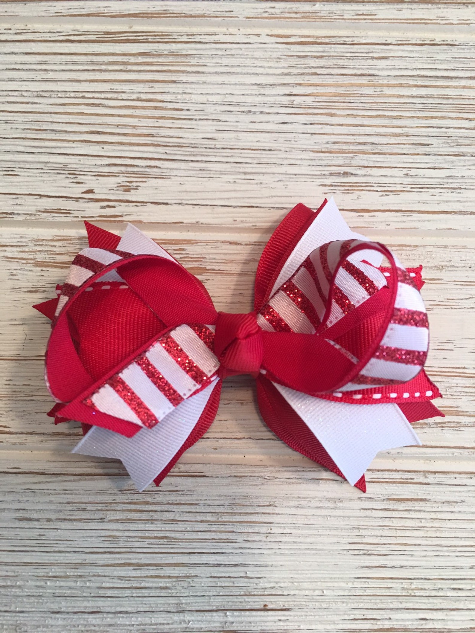 Red and White Candy Cane Christmas Hair Bow, Christmas Hairbow ...