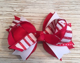 Red and white candy cane Christmas hair bow, Christmas hairbow, Christmas bow, Candy cane bow, Candy cane hairbow, candy cane hair clip