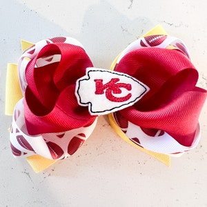 KC Chiefs hair bow, Chiefs hairbow, Chiefs hair bow, Chiefs hair clip, Football hair bow, Kansas City Chiefs hair bow, NFL hair bow