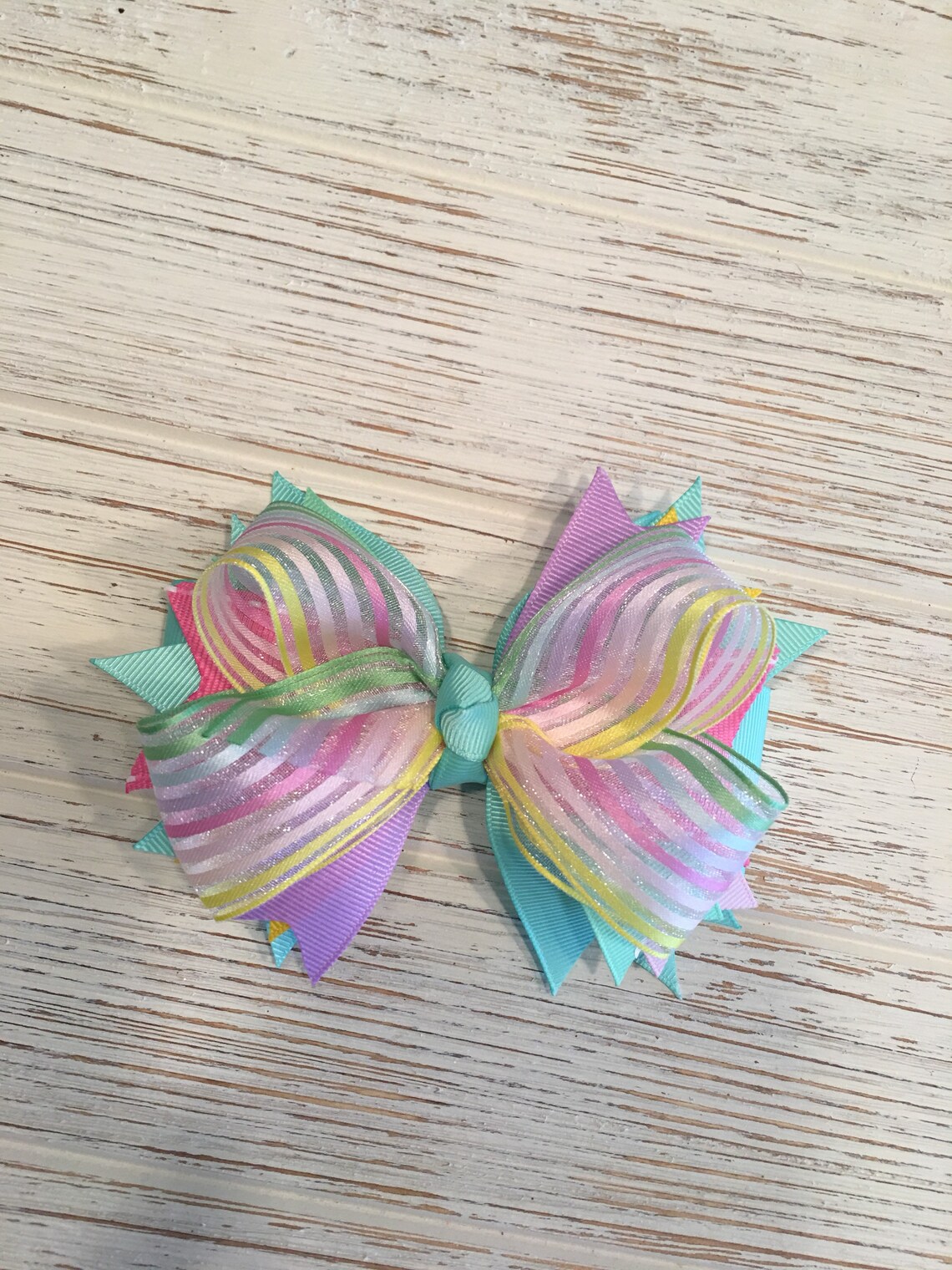 Pastel Stripes Hair Bow Pastel Hair Bow Pastel Hairbow Etsy