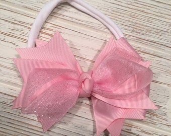 Pink hair bow, Pink hairbow, Pink hair clip, newborn hair bow,hospital hair bow, baby hair bow, its a girl hair bow, solid pink hair bow
