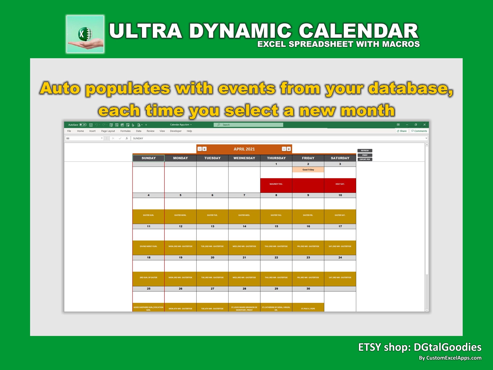 Dynamic Calendar in Excel | Powerful & User-friendly | Works for Any ...