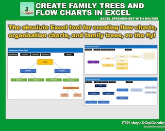Create your Flow Charts with Excel | Easy Family Tree creation | Organisational charts and diagrams
