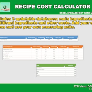 Recipe Costing Excel Spreadsheet for Amateur and Professional Cooks Recipe Costing Excel Spreadsheet for Amateur and Professional Cooks