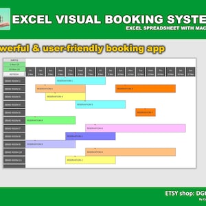 EXCEL Visuelles Buchungssystem für Objektbesitzer & AIRBNB Gastgeber | Vollversion | Verwalte und drucke deine Reservierungen