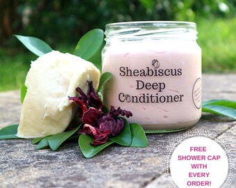Sheabiscus Moisture Mask, Deep Conditioner (Shea, Hibiscus, Avocado, Ginger, Castor, Ayurvedic, Flaxseed, Calendula) All Hair Textures