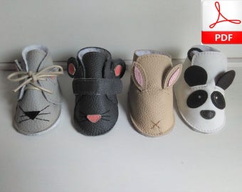 Patroon voor babyleren schoenen, leren laarzen voor kinderen maken, eenvoudig patroon voor kinderen