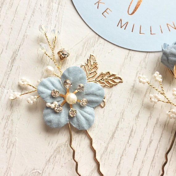 Blue Bridal Hair Pin Something Blue Wedding Accessories Etsy