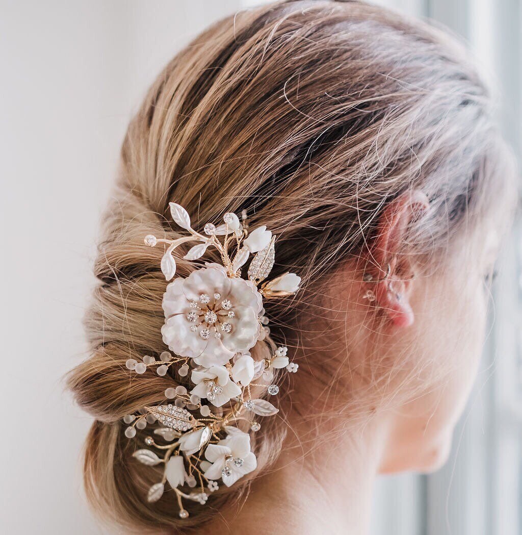 Gold Bridal CombGold Hair CombGold Bridal hair CombGold Wedding AccessoriesCrystal /& Gold AccessoriesBride CombBride Tiara