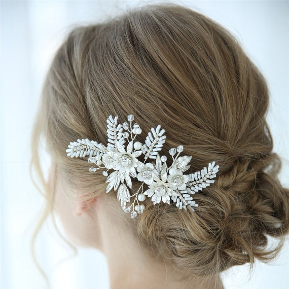 Bridal Hair Accessories Silver Bride Comb Wedding Hair Etsy