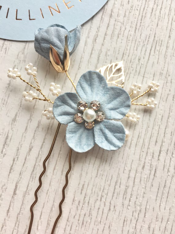 Blue Bridal Hair Pin Something Blue Wedding Accessories Etsy