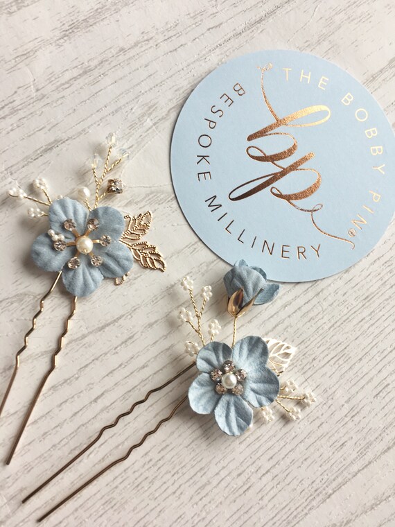 Blue Bridal Hair Pins For The Something Blue At The Wedding Etsy