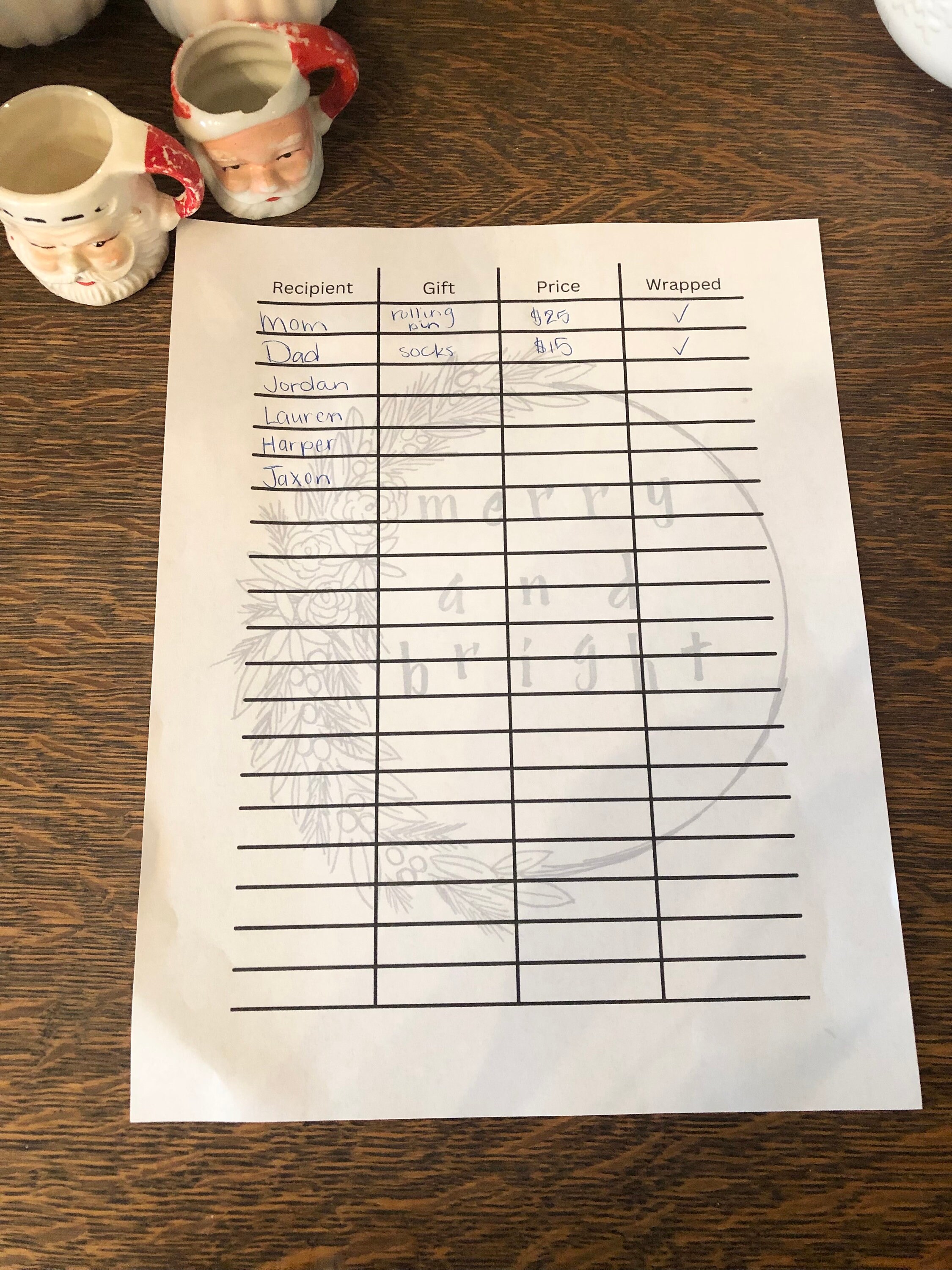Printable Checklist Christmas Gift Checklist Last Minute Shopping List