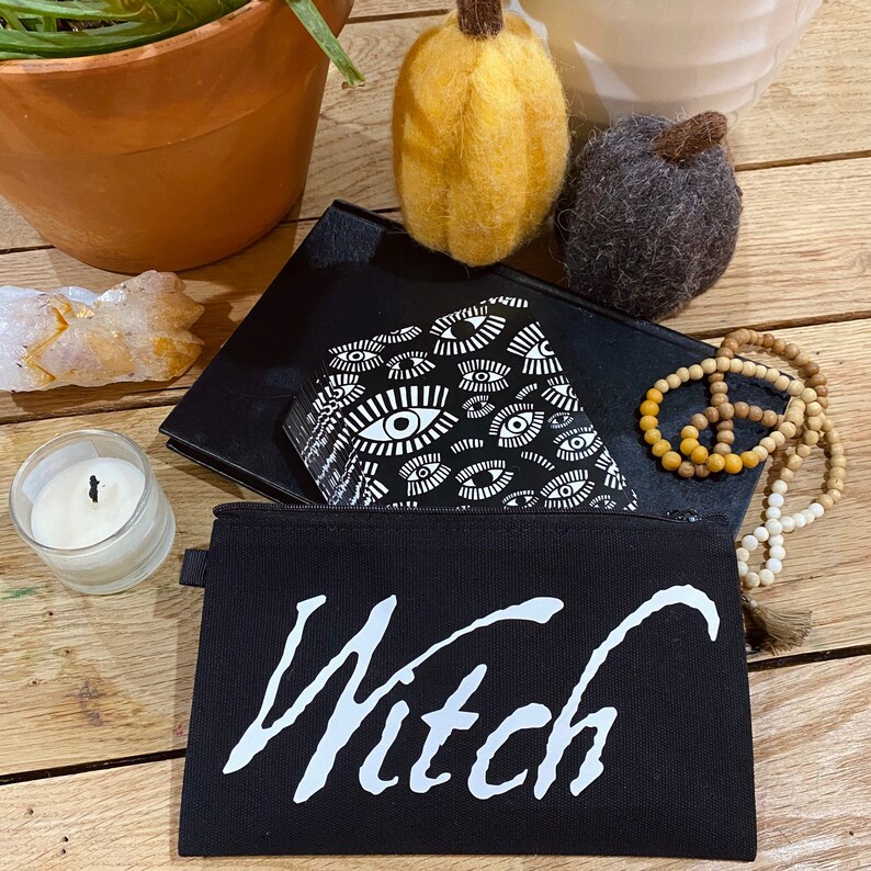 Salem Witch Zipper Bag Makeup Bag Pencil Bag Tarot Deck Bag Halloween image 1