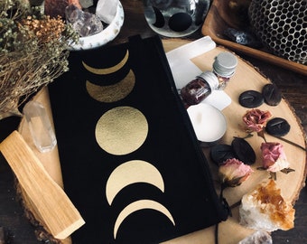 Moon Phase Tarot Bag | Makeup Bag| Pencil Bag | Tarot Deck Bag