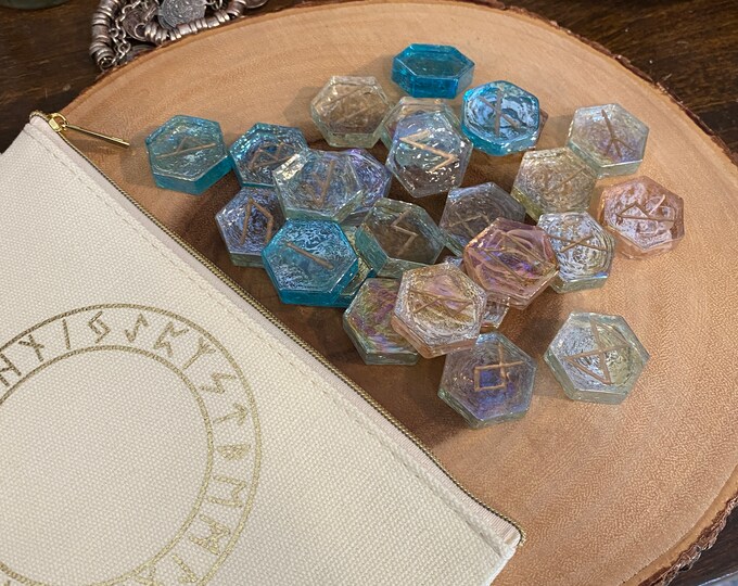 Hexagon Rune Hexagon Runes Square | Glass Rune Set | Handmade Runes | Etched Glass ...