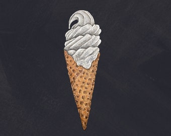 Ice Cream Cone Chalk Art Sticker