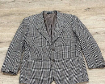 Vintage Emporio Armani jacket mens blazer made in Italy houndstooth wool suit size 54