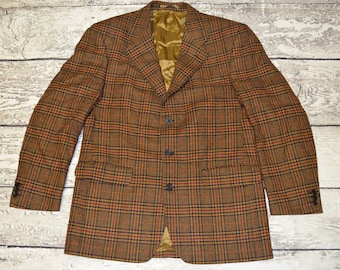 Vintage Magee Blazer Mens Jacket Plaid Wool Sport Coat Suit Size L