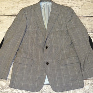 Vintage Hugo Boss Mens Blazer Plaid Suit Jacket Virgin Wool Size L