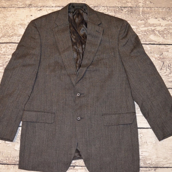 Mens Ralph Lauren Blazer Vintage Suit Grey Lord & Taylor Patterned Jacket Size 40R