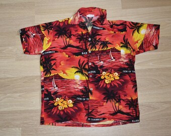 Vintage Hawaiian Shirt | Men's M | Hot Rod Tiki Shirt | Aloha Shirt | Party Shirt | Luau | Tropical Travel Tourist Vintage tiki | BBQ