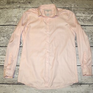 Vintage Perry Ellis Rose Shirt Mens Solid Oxford Button Down Slim Fit Size L