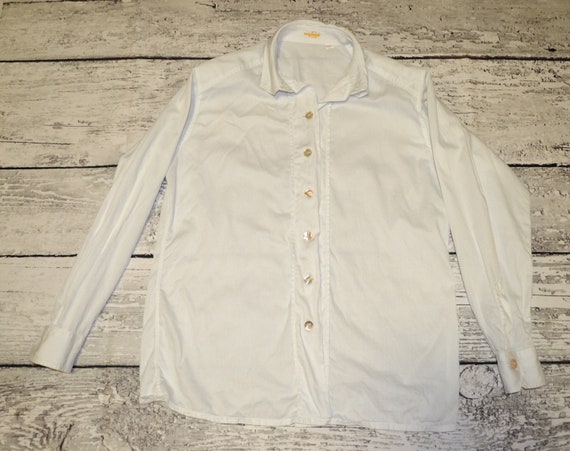 Vintage Van Laack Femme Chemise Dames Blouses Blanches Bouton Solide Bas Taille L Etsy France