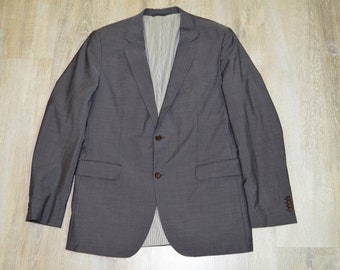Hugo Boss Vintage Blazer Gray Suit Mens Classic Jacket 100% Virgin Wool Size 44L