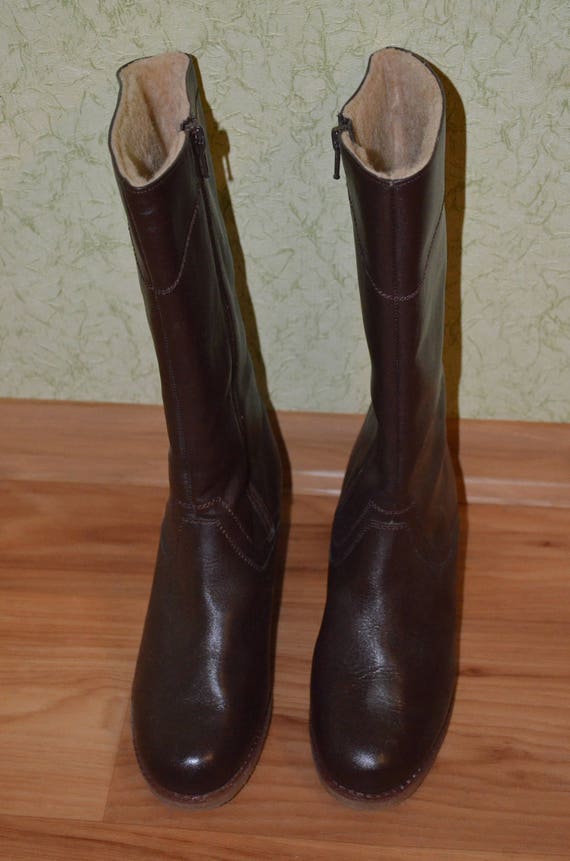 SALE!!! New Vintage Soviet Women Boots Genuine Lea