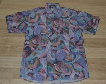 Vintage Hawaiian Shirt | Men's L | Hot Rod Tiki Shirt | Aloha Shirt | Party Shirt | Luau | Tropical Travel Tourist Vintage tiki | BBQ