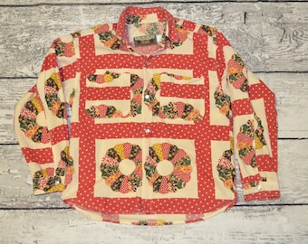 Vintage IKKS Compagnie Girls Shirt Multicolor Oxford Button Down Size L