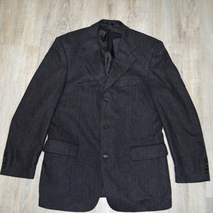 Vintage Hugo Boss Heringbone Blazer Gray Suit Mens Classic Jacket Wool Size M