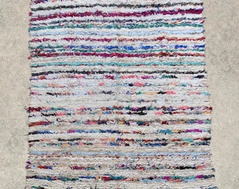 SOCIALITE - Vintage Beni Ourain Kilim Moroccan Rug (Cream with multi colors - 6x9 rug)