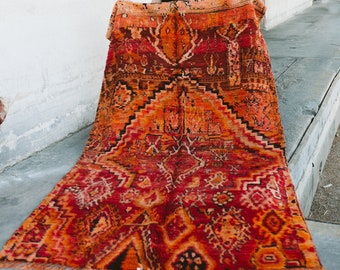 INTERMIX - Vintage Azilal Moroccan Rug (Red, black, orange - 5x9.5 rug)