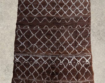 GROUNDED - Vintage Beni Ourain Moroccan Rug (brown tones with cream accents - 5.5x9 rug)