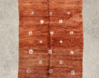 Vintage Imouzzer Rug – Cognac Wool with Gray, Pink, Brown Accents - CINNAMON (54x77")