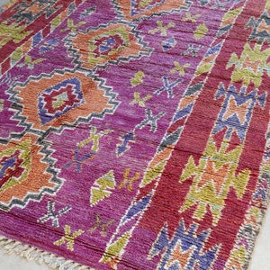 ORCHID LIME Vintage Ait Bou Ichaouen Rug purple, red, vibrant green, aqua, faded orange, cream, blue, grey 6x10 rug image 3