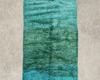 SEAGROVE - Vintage Beni M'Guild Rug (varying shades of teal and green - 3.5x6 runner rug)