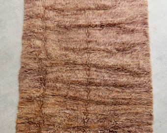 AU NATURALE - Vintage Moroccan Beni M'Guild Rug (warm brown undyed wool pile - 4x5.5 size)