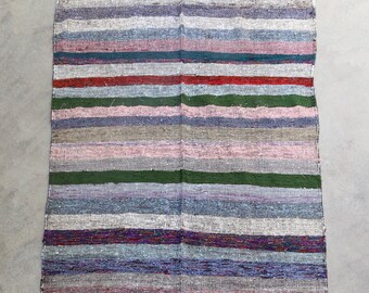 NOMAD - Vintage Ait Ouazguite Kilim Moroccan Rug (multi - green, pink, blue, cream - 5x9 rug)
