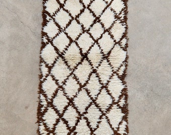 LENA - Vintage Talsint Moroccan Rug ( warm cream and brown - 2.5x5 rug)