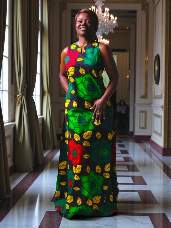 Royal Garden Harmony Maxi Dress - African Floral Couture