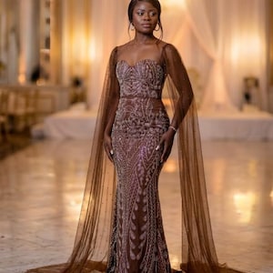 brown lace formal dress Petal and Pup Women's Evana Lace Maxi Dress main image 0