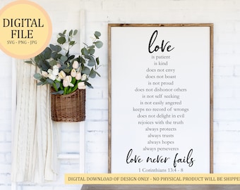 Love Is Patient Corinthians Quote, SVG, JPEG, PNG (Digital Files)