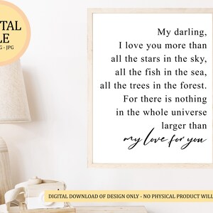 My Darling I Love You More Than All The Stars... There Is Nothing Larger Than My Love | SVG • PNG • JPEG | Digital Cut and Print Files